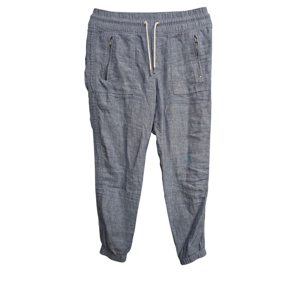 Athleta Cabo Linen Jogger Pants Women's Size 4 Blue Chambray Coastal Grandmacore